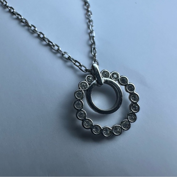 Swarovski Cathy Double Pendant Elegant Silver Necklace with Crystal Accents - Picture 6 of 13